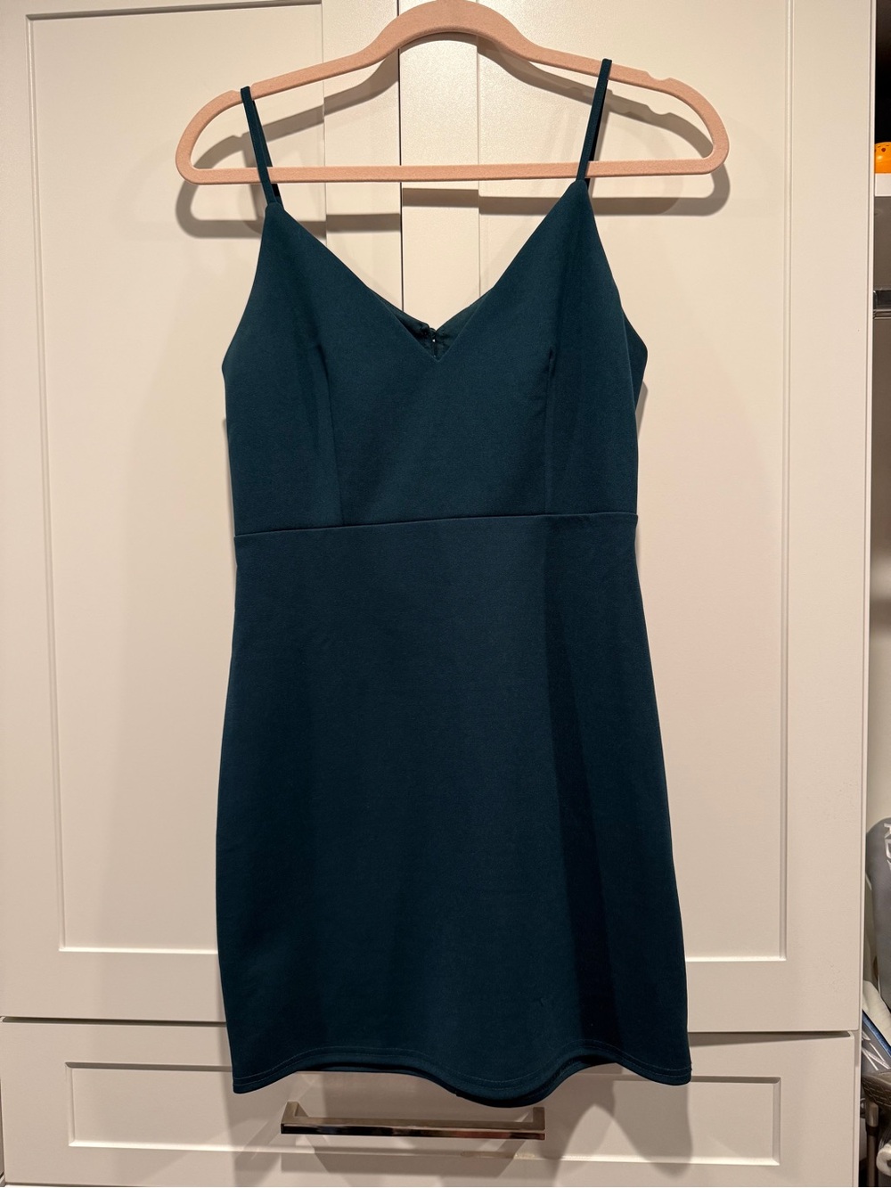 Classic Teal Slip body con Dress with Spaghetti Straps